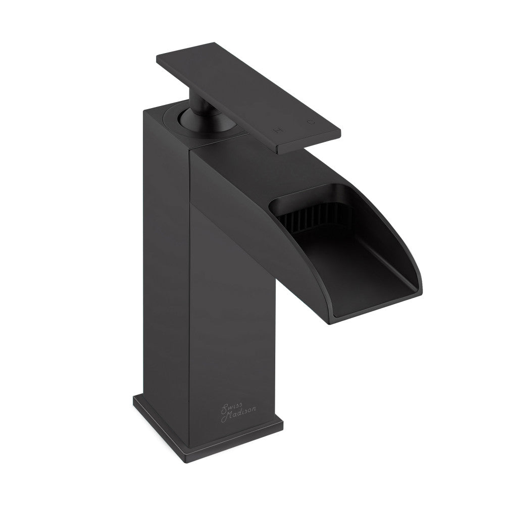 Swiss Madison Concorde Single Hole, Single-Handle, Waterfall Bathroom Faucet in Matte Black