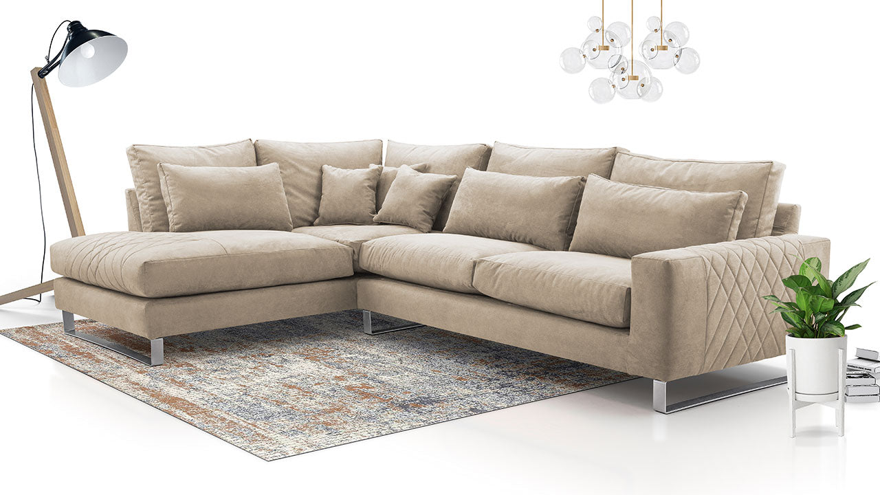 Maxima House FLORA European Sectional Sofa, Beige