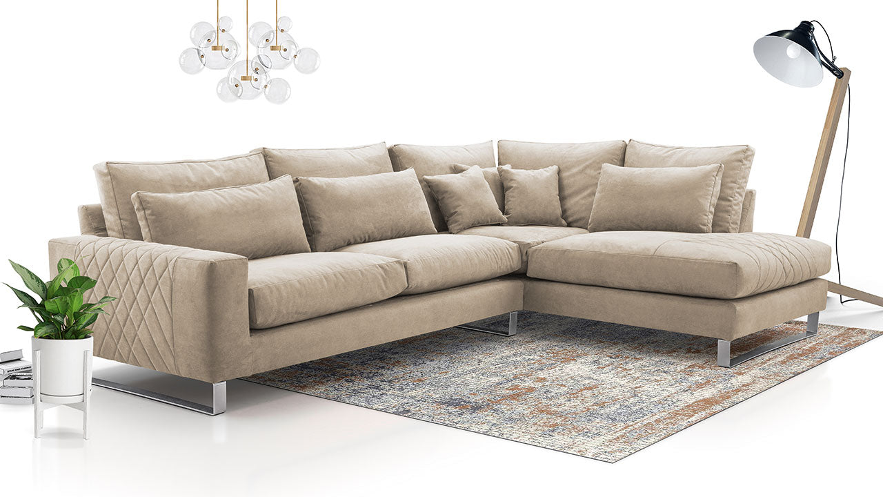 Maxima House FLORA European Sectional Sofa, Beige