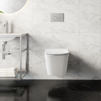 Swiss Madison Swiss Madison Well Made Forever SM-WK465-01C - Calice Wall-Hung Round Toilet Bundle, Glossy White