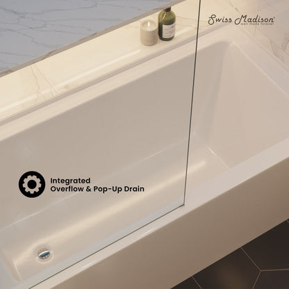 Swiss Madison Voltaire 60 x 30 Skirted Left Drain Soaking Apron Bathtub in Glossy White with Integrated Overflow, Drain Included