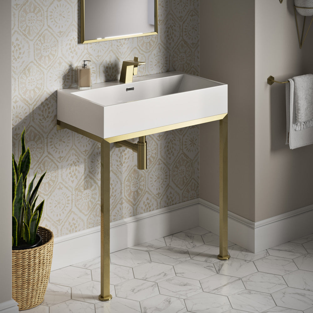 Swiss Madison Concorde 30" Rectangle Console Sink with Brushed Gold Legs