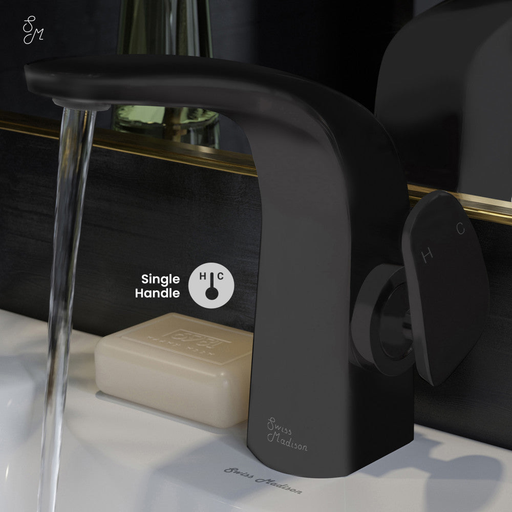 Swiss Madison Chateau Single Hole, Single-Handle, Bathroom Faucet in Matte Black