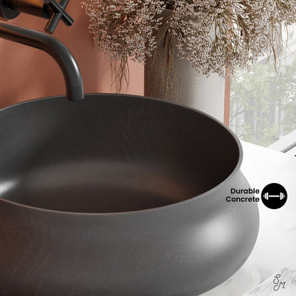 Swiss Madison Lisse 17.5" Round Concrete Vessel Bathroom Sink in Dark Grey