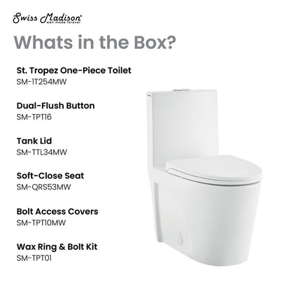 Swiss Madison St. Tropez One-Piece Elongated Toilet Vortex Dual-Flush in Matte White 1.1/1.6 gpf