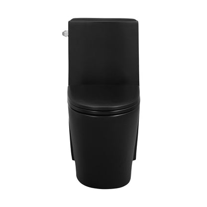 Swiss Madison St. Tropez One-Piece Elongated Toilet Left Side Vortex Flush Handle in Matte Black 1.28 gpf