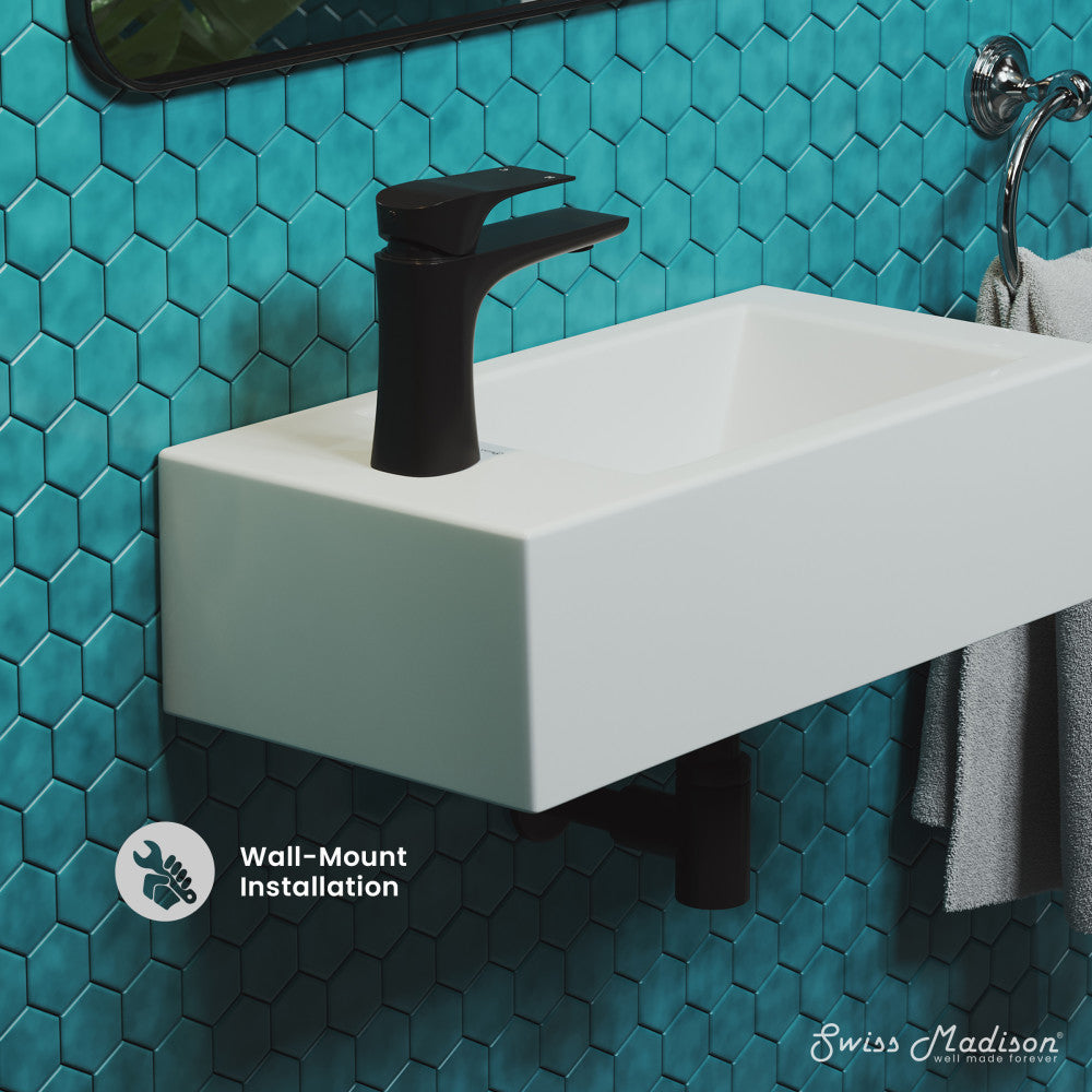Swiss Madison Voltaire 19.5 x 10 Rectangular Ceramic Wall Hung Sink with Left Side Faucet Mount