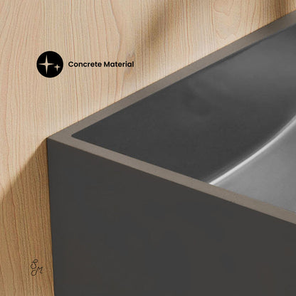 Swiss Madison Lisse 16" Concrete Rectangle Wall-Mounted Sink with Right Side Faucet Mount in Matte Dark Gray