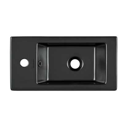 Swiss Madison Voltaire 19.5 x 10 Rectangular Ceramic Wall Hung Sink with Left Side Faucet Mount, Matte Black