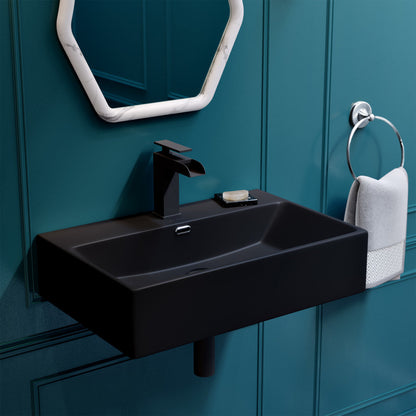 Swiss Madison Claire 24" Rectangle Wall-Mount Bathroom Sink in Matte Black