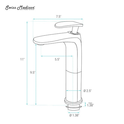 Swiss Madison Sublime Single Hole, Single-Handle, High Arc Bathroom Faucet in Brushed Nickel