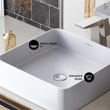 Swiss Madison Concorde Ceramic Square Vessel Sink