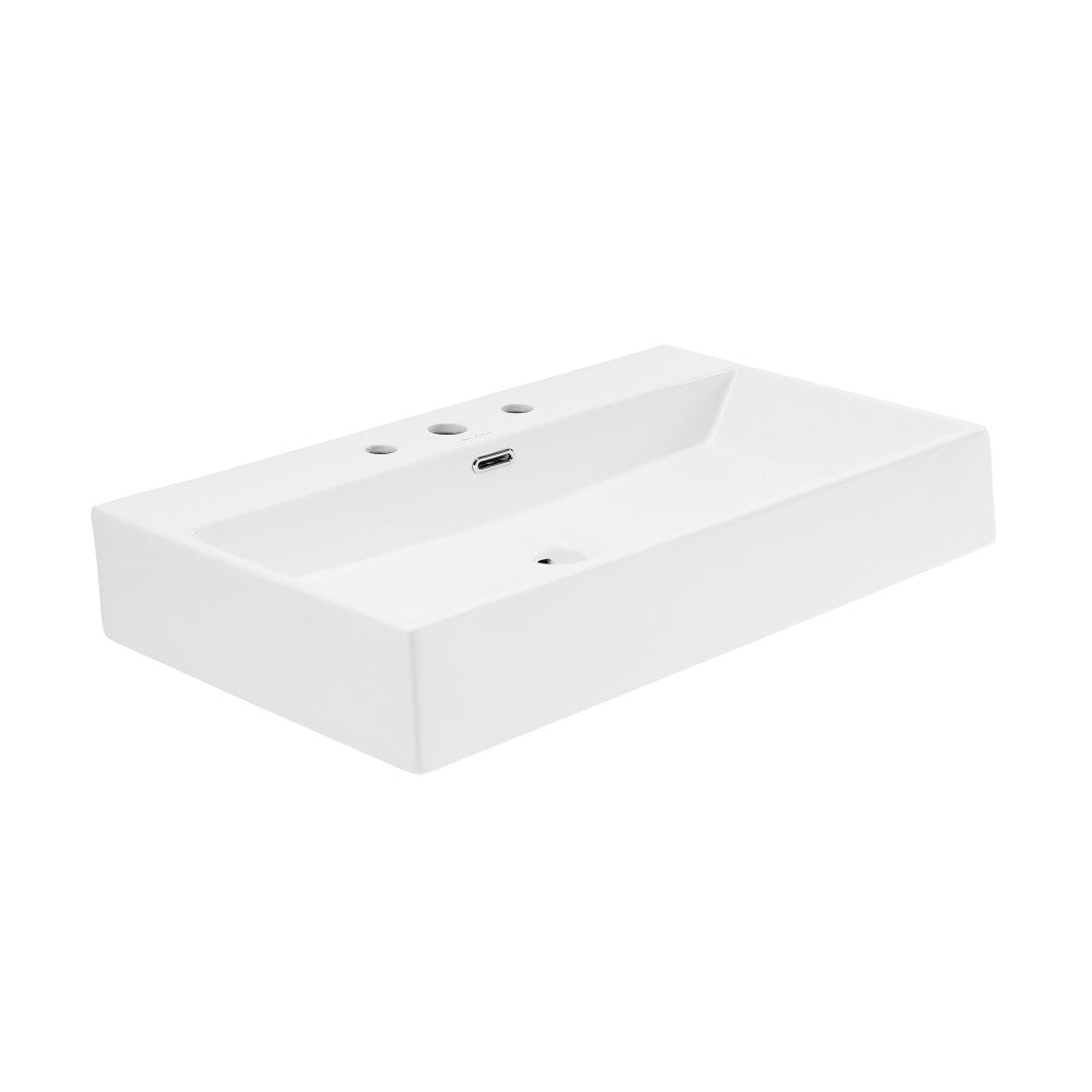 Swiss Madison Claire 30" Rectangle Wall-Mount Bathroom Sink with 8" Widespread Holes