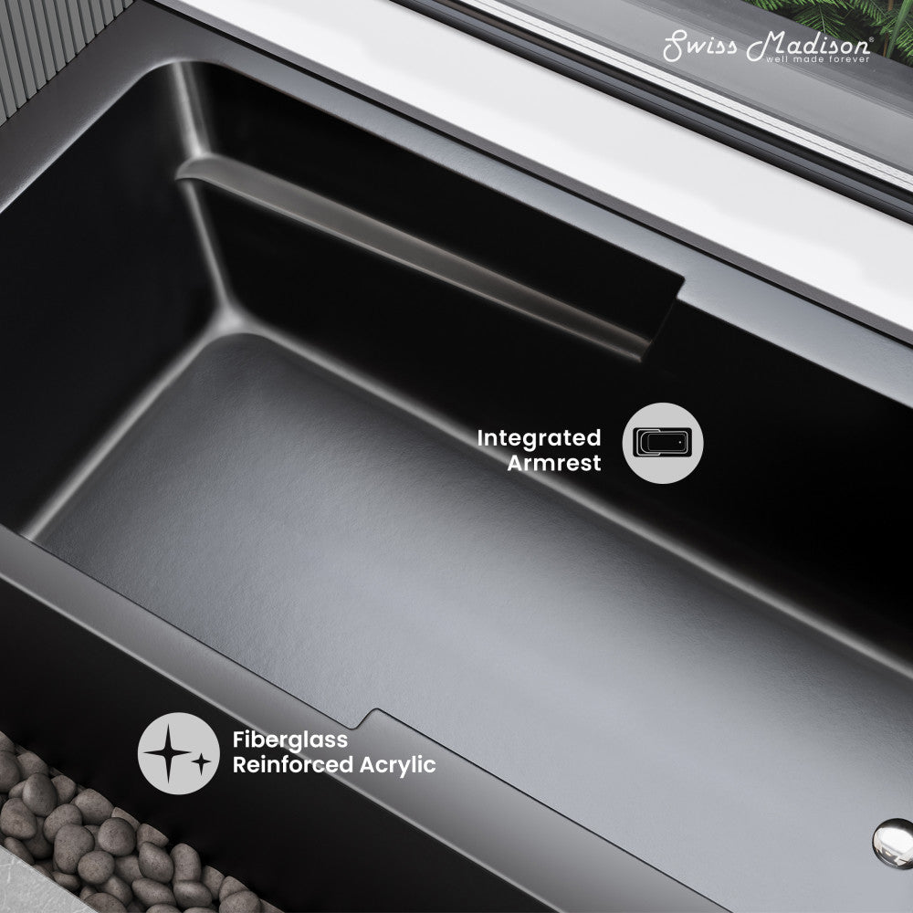 Swiss Madison Voltaire 60" x 32" Right-Hand Drain Alcove Bathtub with Apron in Matte Black