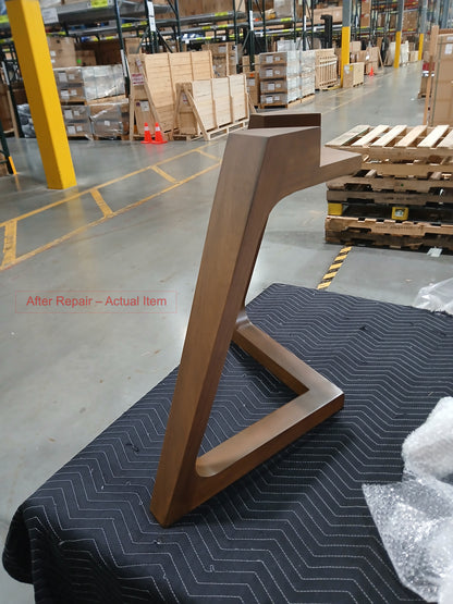 Tabselect Extendable Glass Dining Table With Wooden Legs – Professionally Repaired Open-Box