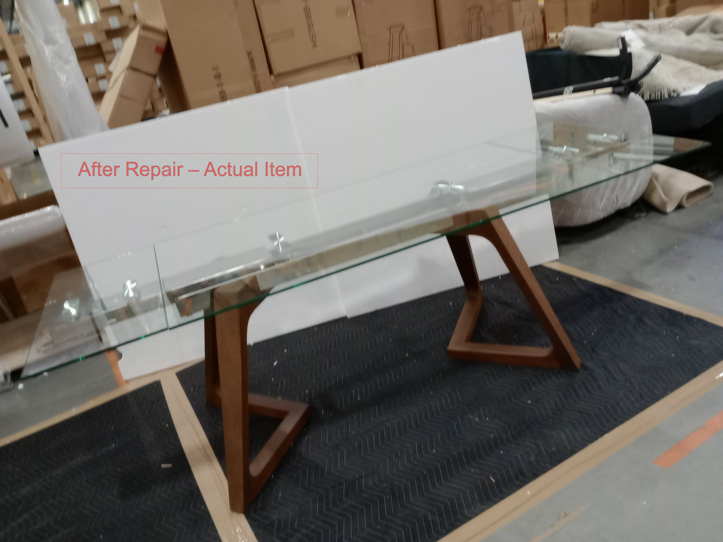 Tabselect Extendable Glass Dining Table With Wooden Legs – Professionally Repaired Open-Box