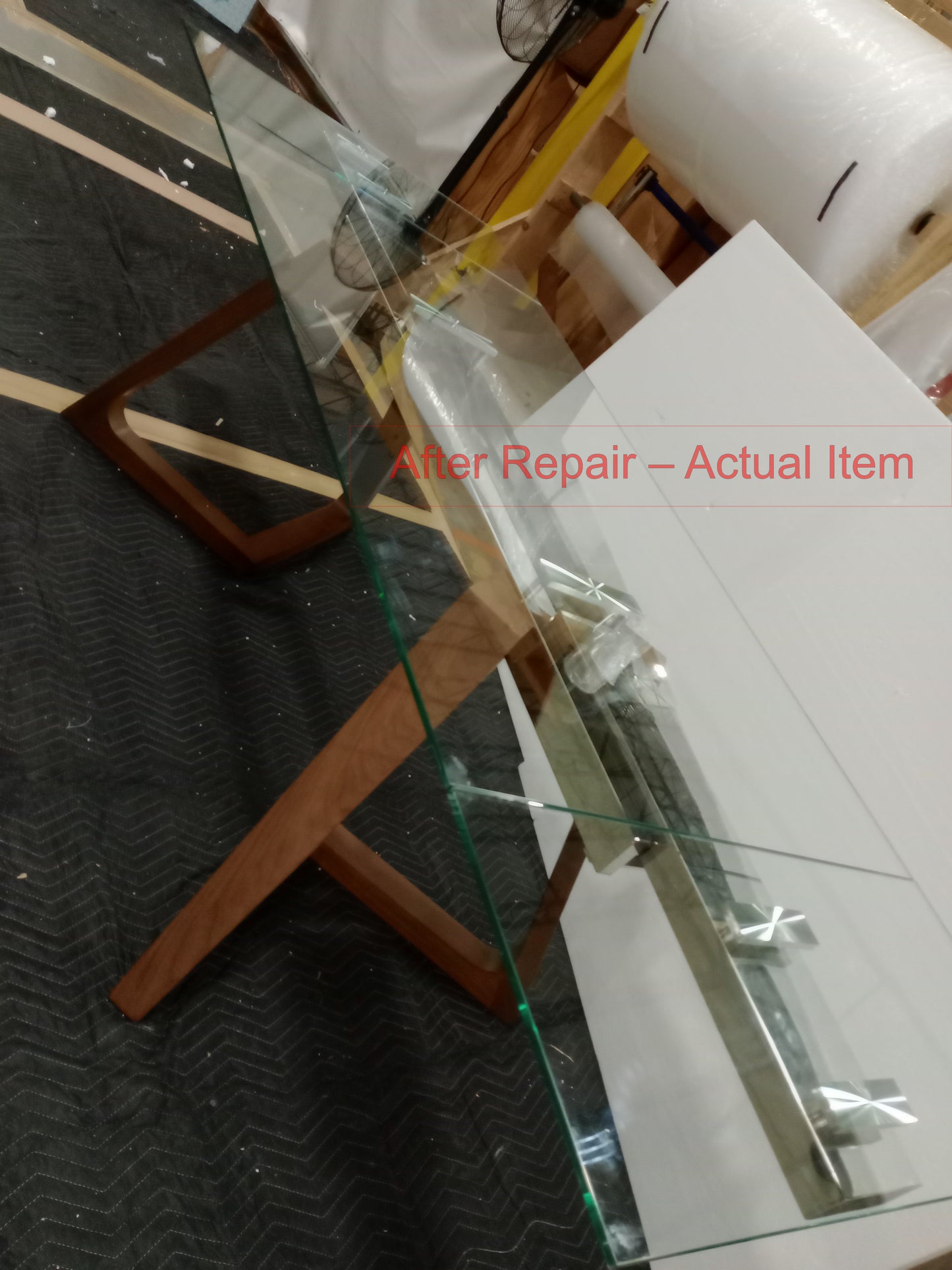 Tabselect Extendable Glass Dining Table With Wooden Legs – Professionally Repaired Open-Box