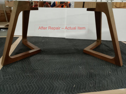 Tabselect Extendable Glass Dining Table With Wooden Legs – Professionally Repaired Open-Box