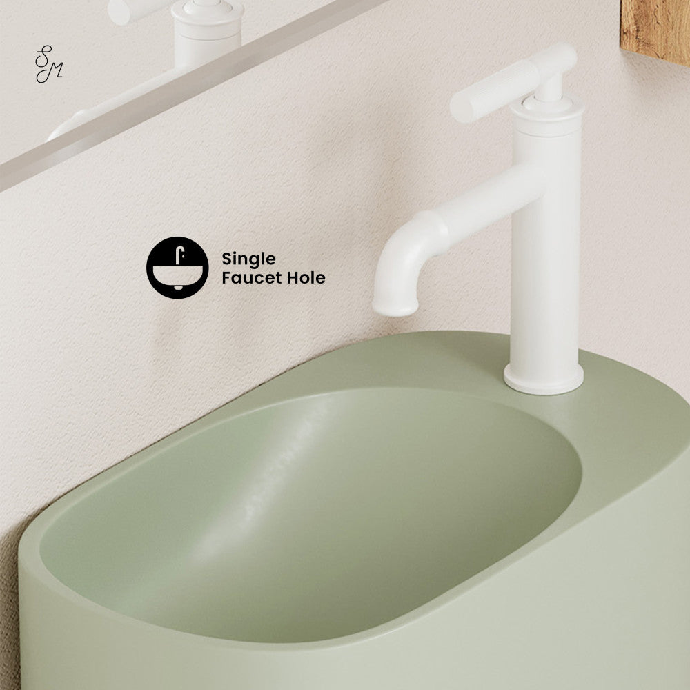 Swiss Madison Terre 18" Right Side Faucet Wall-Mount Bathroom Sink in Palm Green