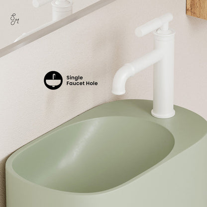 Swiss Madison Terre 18" Right Side Faucet Wall-Mount Bathroom Sink in Palm Green