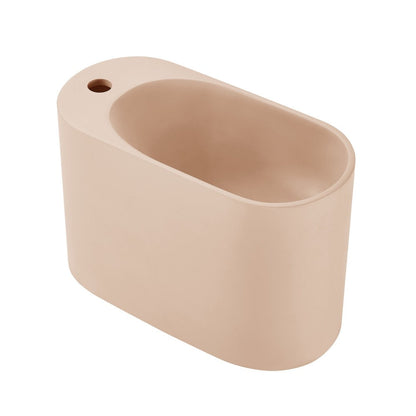 Swiss Madison Terre 18" Solid Surface Oval Wall-Mounted Sink with Left Side Faucet Mount in Matte Pastel Peach