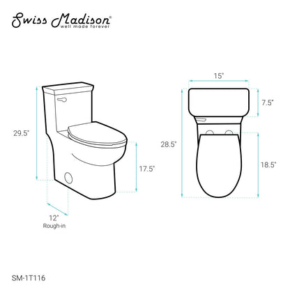 Swiss Madison Classe One-Piece Toilet with Front Flush Handle 1.28 gpf