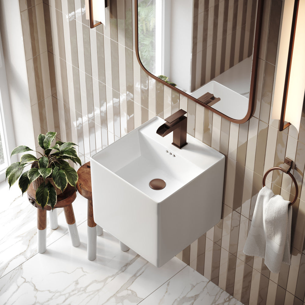 Swiss Madison Pur 16.5" Square Wall-Mount Bathroom Sink