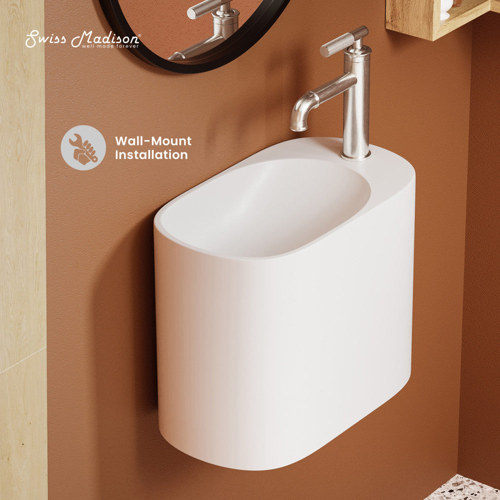 Swiss Madison Terre 18" Right Side Faucet Wall-Mount Bathroom Sink in White