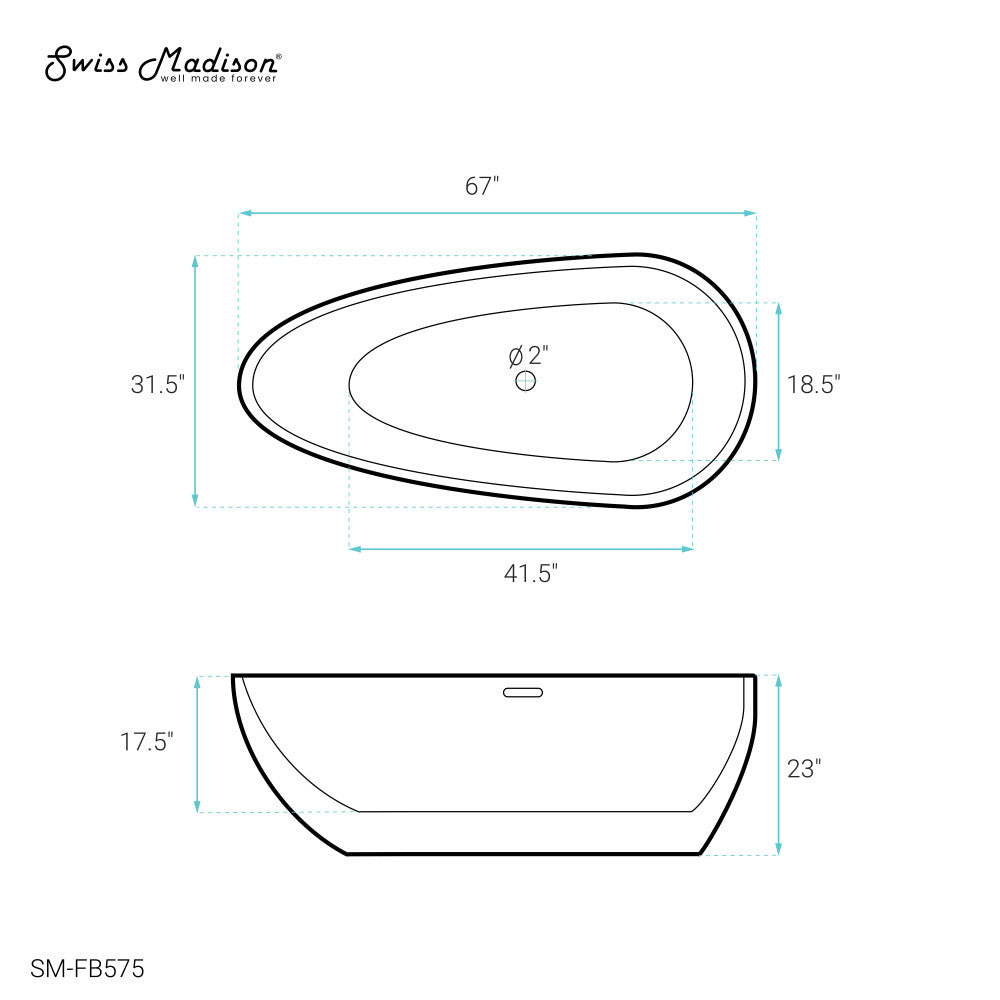 Swiss Madison Monaco 67" Freestanding Bathtub