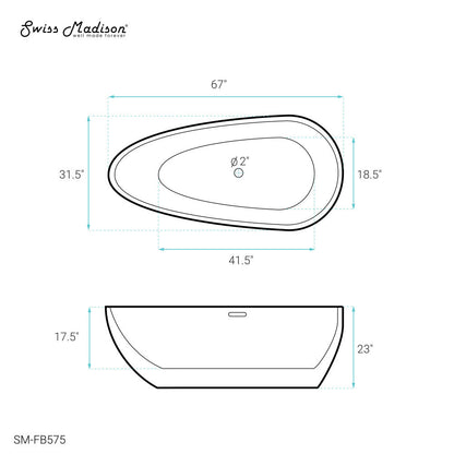 Swiss Madison Monaco 67" Freestanding Bathtub