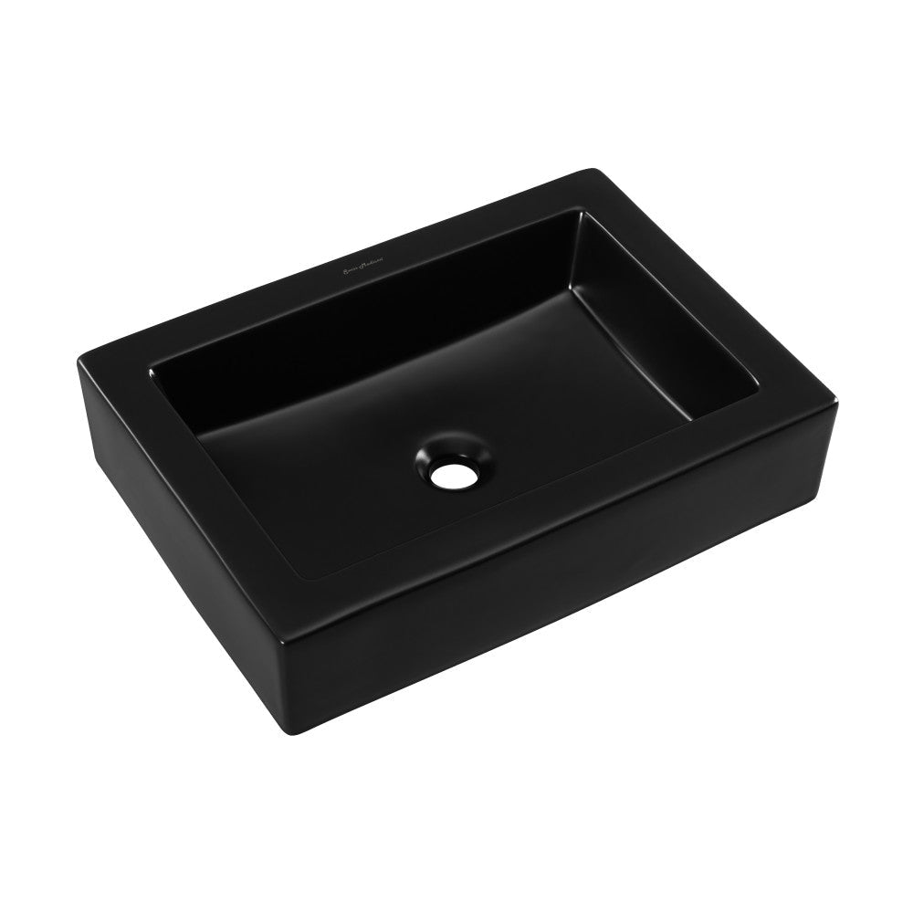 Swiss Madison Voltaire Ceramic Rectangle Vessel Sink, Matte Black