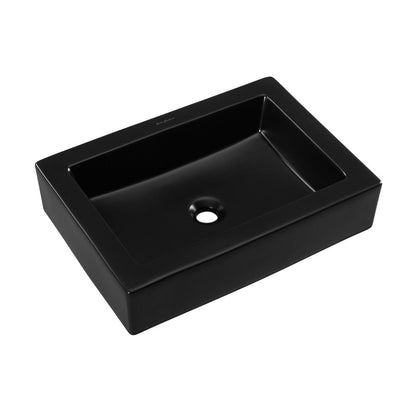 Swiss Madison Voltaire Ceramic Rectangle Vessel Sink, Matte Black