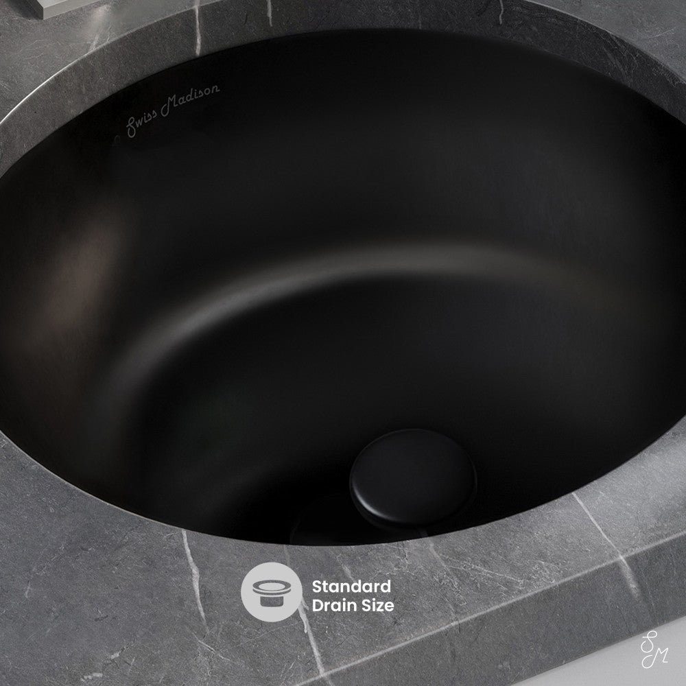 Swiss Madison Monaco 16" Ceramic Undermount Bathroom Sink in Matte Black