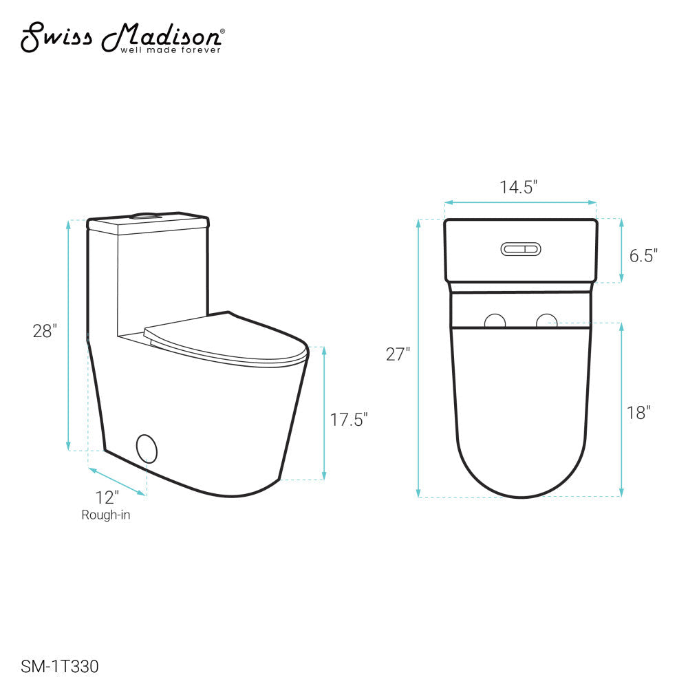 Swiss Madison Liberte One-Piece Elongated Toilet Dual-Flush 1.1/1.6 gpf