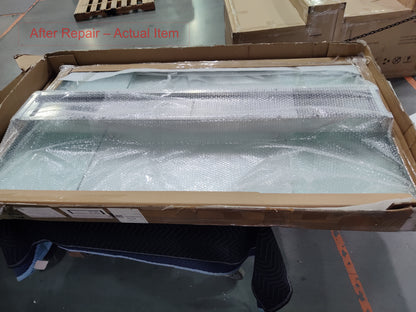 Tabselect Extendable Glass Dining Table With Wooden Legs – Professionally Repaired Open-Box