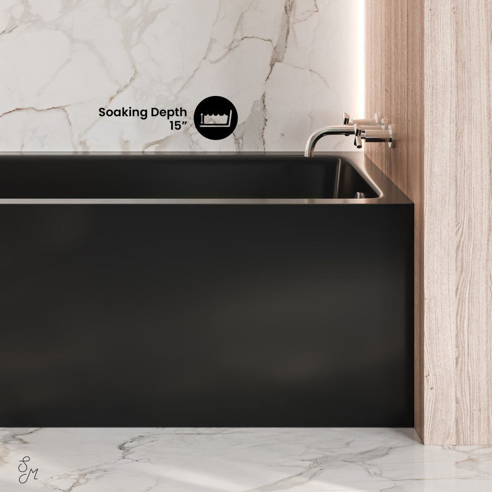 Swiss Madison Voltaire 54 x 30 Skirted Right Drain Soaking Apron Bathtub in Glossy Black