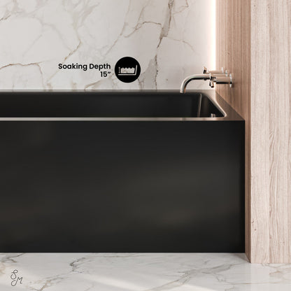 Swiss Madison Voltaire 54 x 30 Skirted Right Drain Soaking Apron Bathtub in Glossy Black