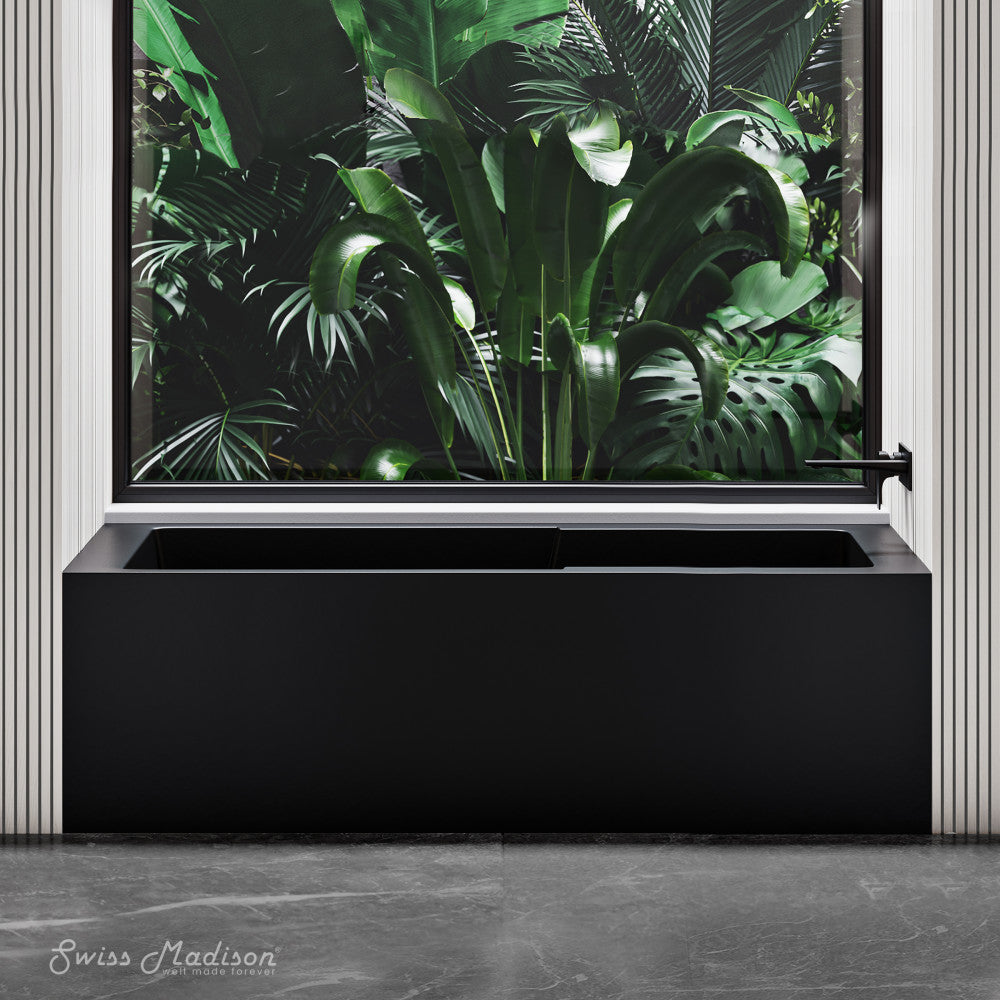 Swiss Madison Voltaire 60" x 30" Right-Hand Drain Alcove Bathtub with Apron in Matte Black