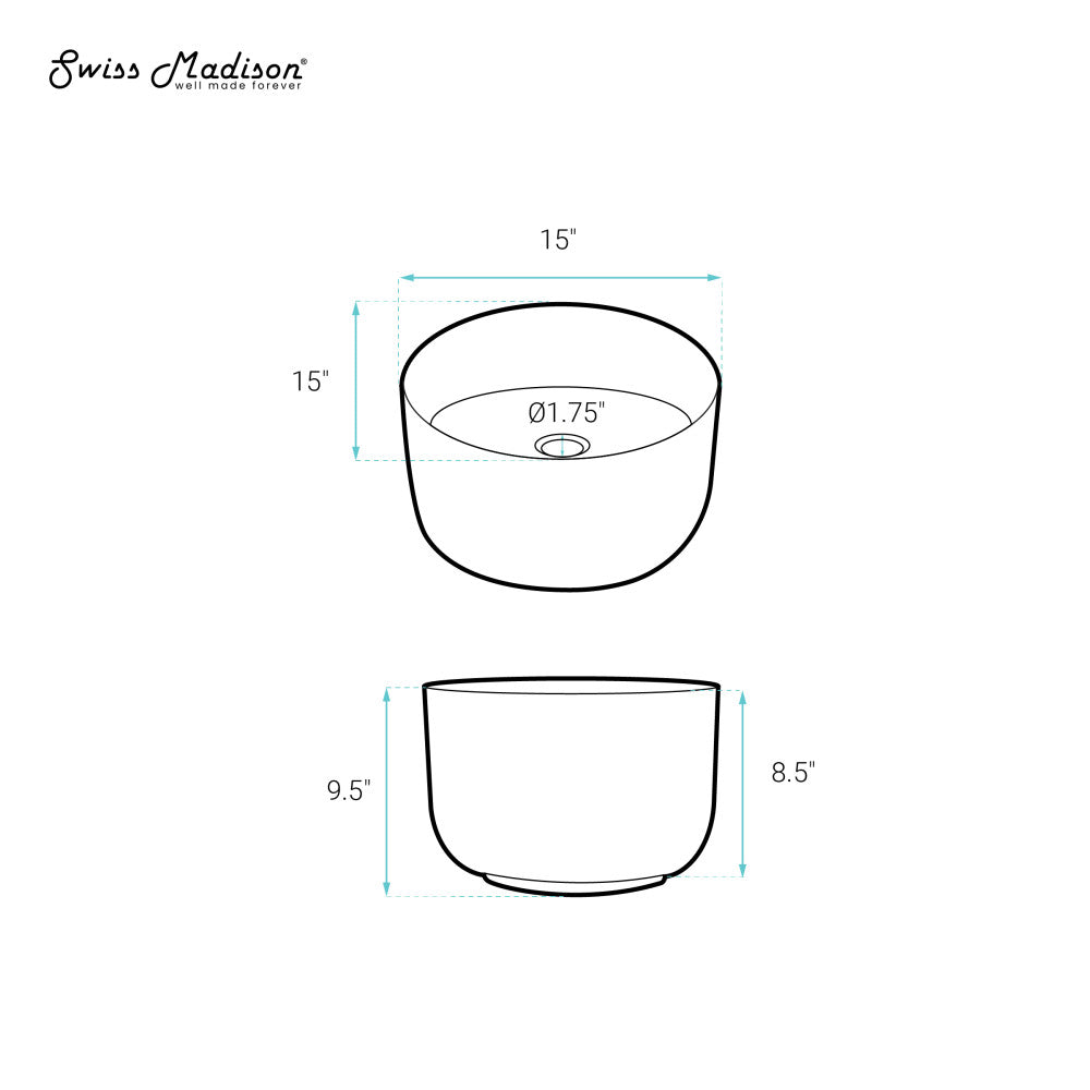 Swiss Madison Calice 15'' Vessel Sink in White