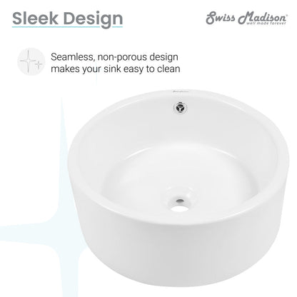 Swiss Madison Monaco Round Ceramic Bathroom Vessel Sink in White