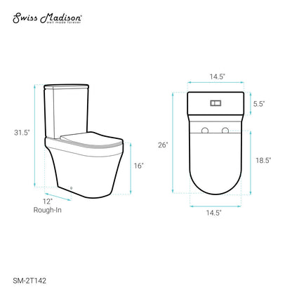 Swiss Madison Lamarck Two-Piece Elongated Toilet Dual-Flush 1.1/1.6 gpf