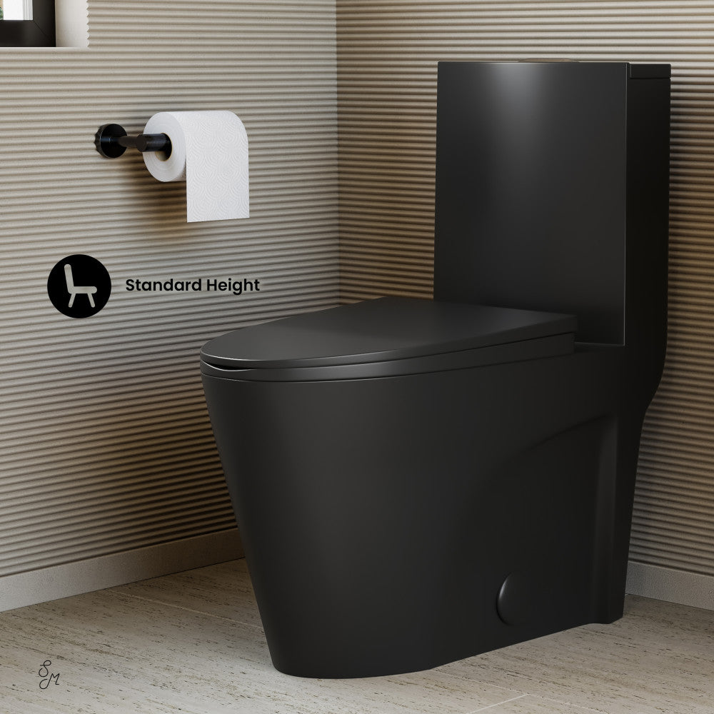 Swiss Madison St. Tropez One-Piece Elongated Toilet Vortex Dual-Flush in Matte Black 1.1/1.6 gpf