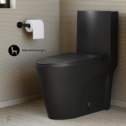 Swiss Madison St. Tropez One-Piece Elongated Toilet Vortex Dual-Flush in Matte Black 1.1/1.6 gpf
