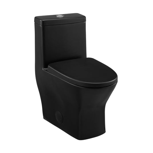 Swiss Madison Sublime II One-Piece 12" Rough-in 1.1/1.6 GPF Dual Top Flush Round Compact Toilet in Matte Black
