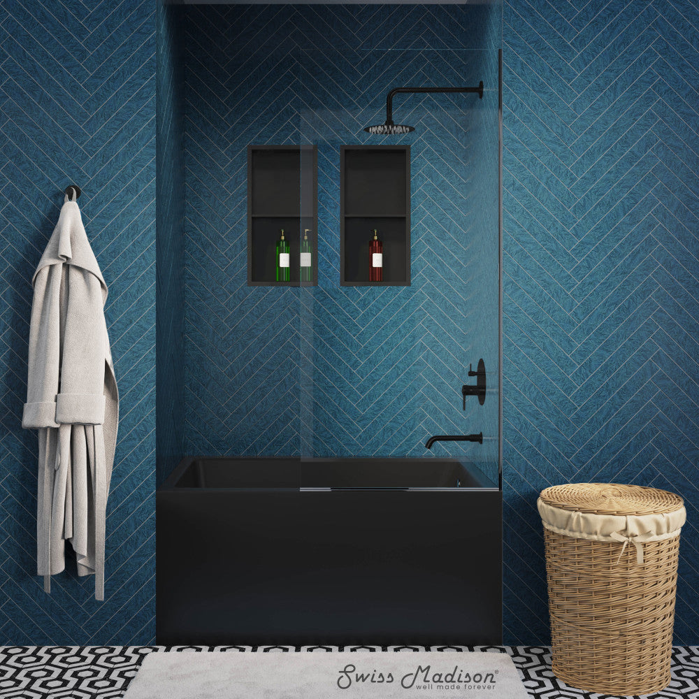 Swiss Madison Voltaire 48" x 32" Right-Hand Drain Alcove Bathtub with Apron in Matte Black