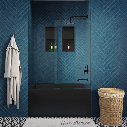Swiss Madison Voltaire 48" x 32" Right-Hand Drain Alcove Bathtub with Apron in Matte Black