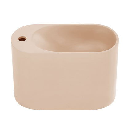 Swiss Madison Terre 18" Solid Surface Oval Wall-Mounted Sink with Left Side Faucet Mount in Matte Pastel Peach