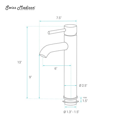 Swiss Madison Ivy Single Hole, Single-Handle, High Arc Bathroom Faucet in Matte Black
