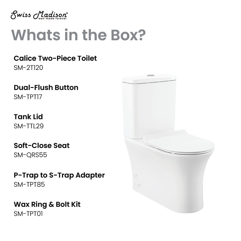 Swiss Madison Calice Two-Piece Elongated Rear Outlet Toilet Dual-Flush 1.1/1.6 gpf