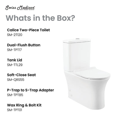 Swiss Madison Calice Two-Piece Elongated Rear Outlet Toilet Dual-Flush 1.1/1.6 gpf